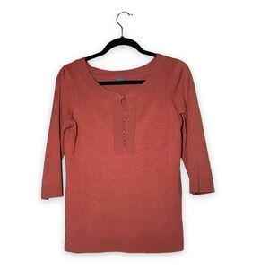 Ann Taylor | Rose Pink 1/2 Button Knit Silkblend Top | S